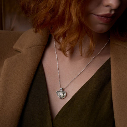 Rutilated Quartz Molten Silver Necklace - Emily Lisbeth Jewellery