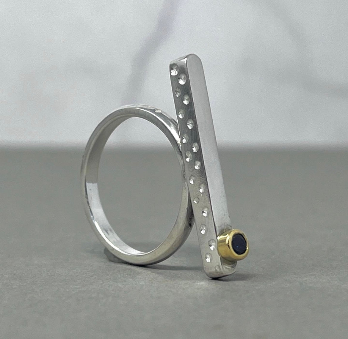 Sapphire Balance Bar Ring - Emily Lisbeth Jewellery
