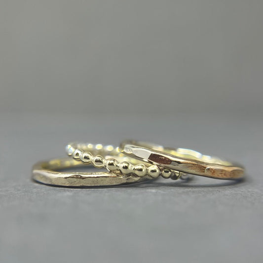 Set of 3 Solid Gold Stacking Rings - Emily Lisbeth Jewellery