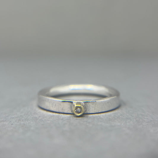 Silver and 18ct Gold Diamond Stacking Ring - Emily Lisbeth Jewellery