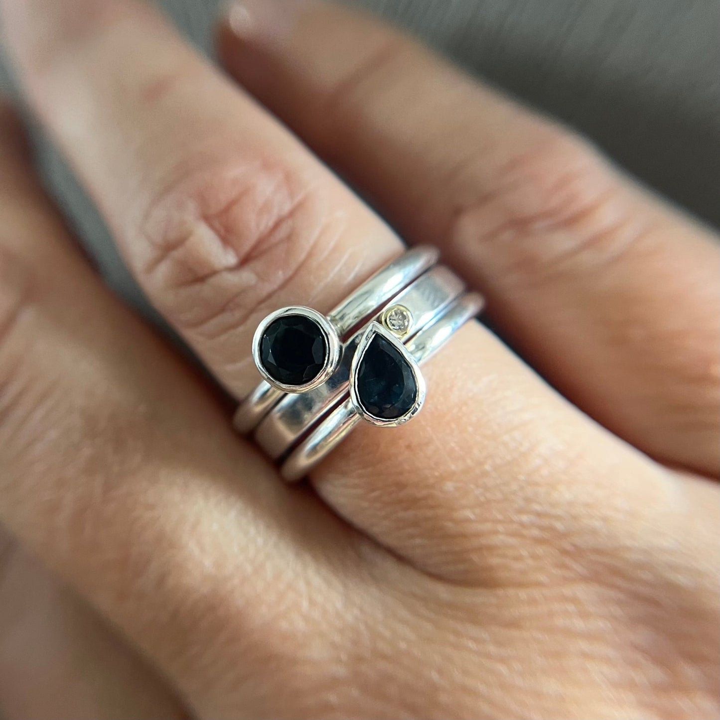Silver and 18ct Gold Diamond Stacking Ring - Emily Lisbeth Jewellery