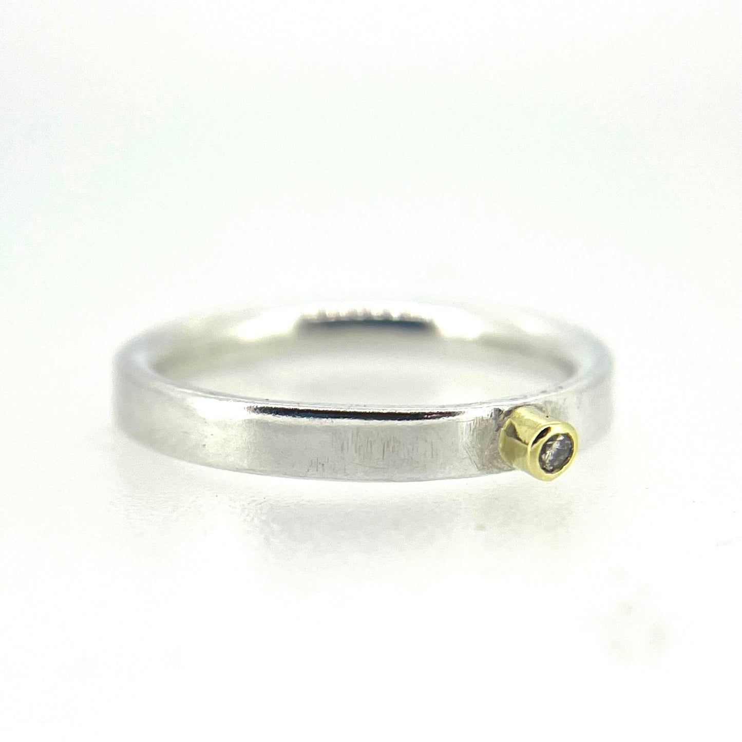 Silver and 18ct Gold Diamond Stacking Ring - Emily Lisbeth Jewellery