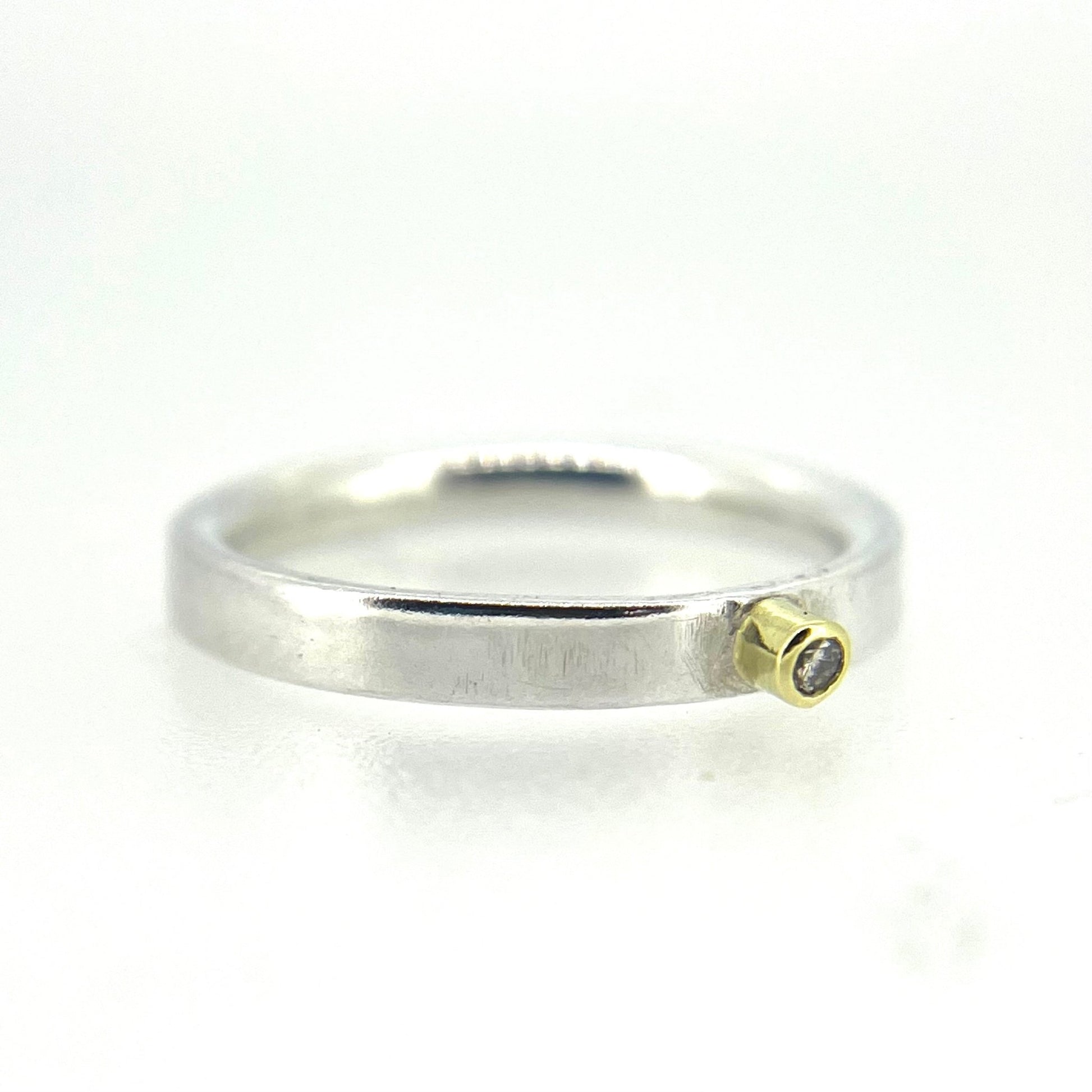 Silver and 18ct Gold Diamond Stacking Ring - Emily Lisbeth Jewellery