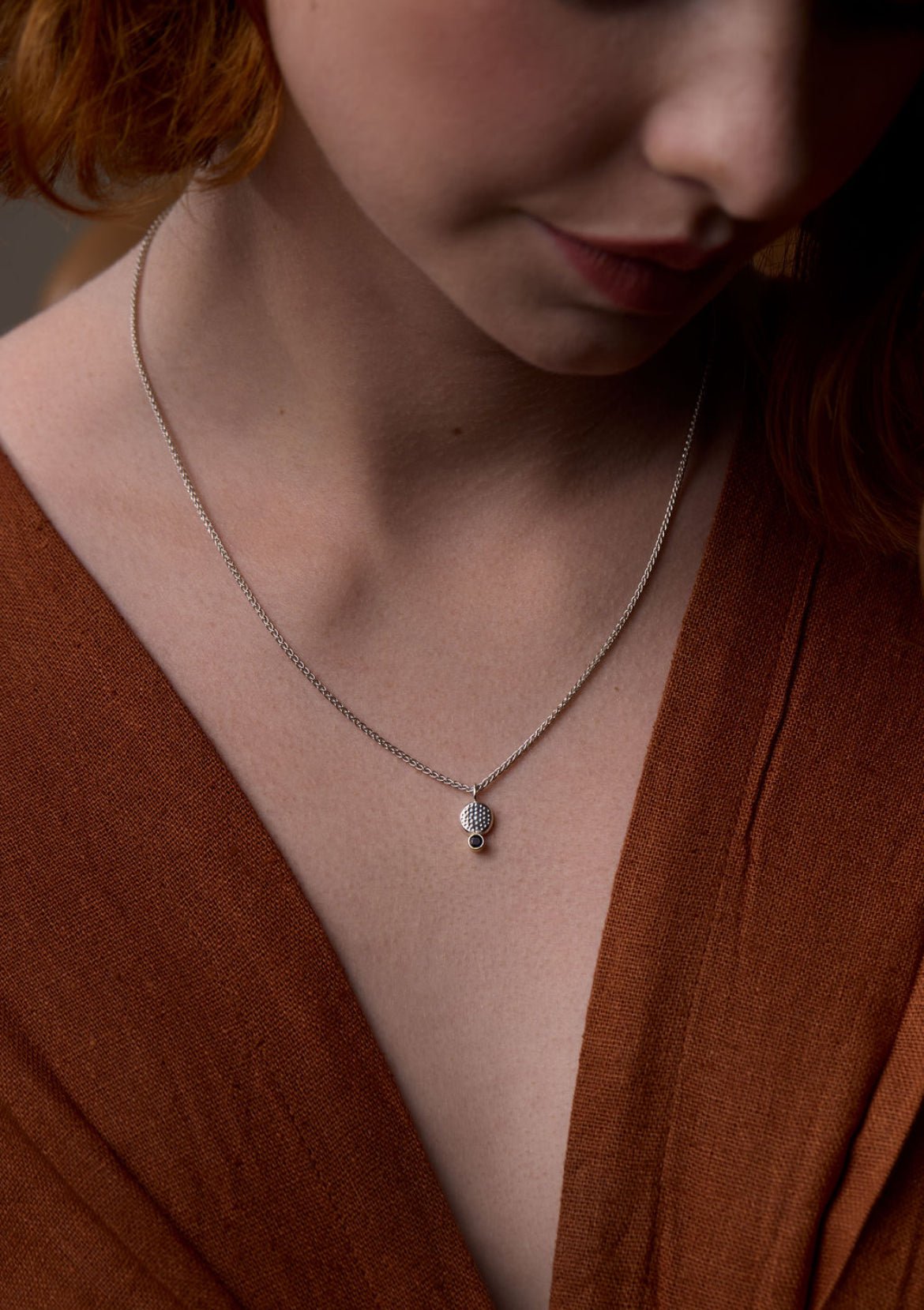 Silver and 18ct Gold Sapphire Pendant - Emily Lisbeth Jewellery