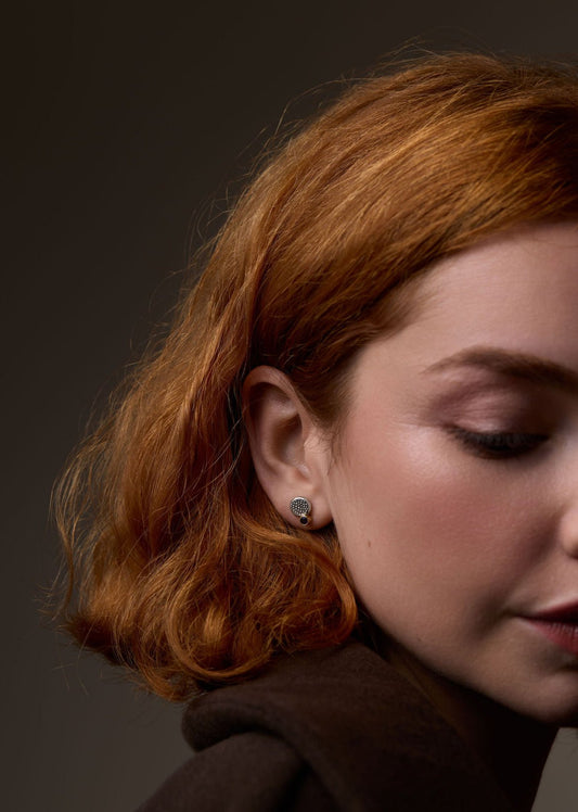 Silver and 18ct Gold Sapphire Studs - Emily Lisbeth Jewellery