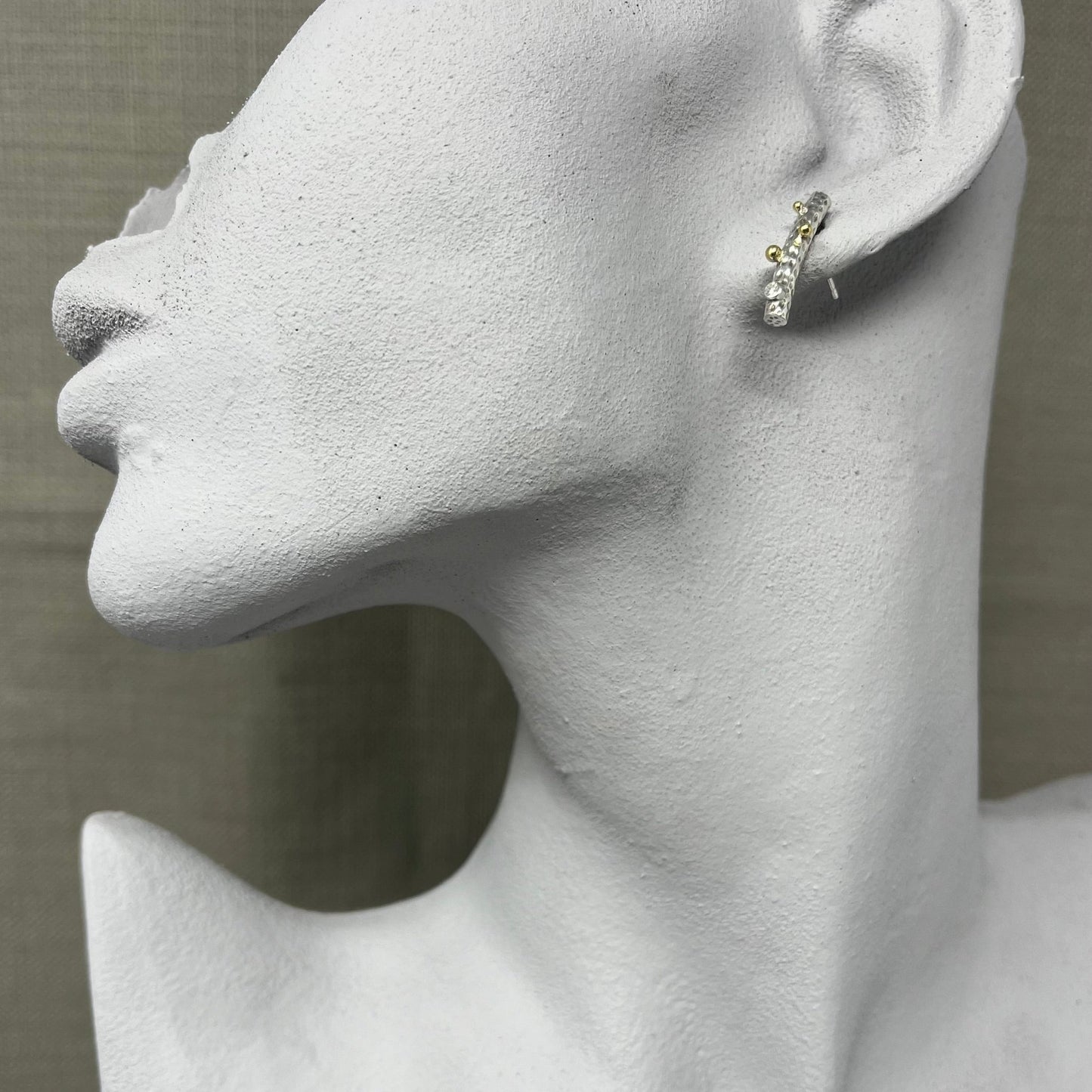 Silver and Gold Diamond Twig Earrings - Emily Lisbeth Jewellery