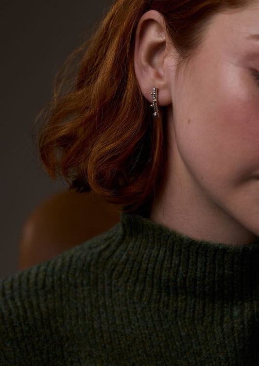 Silver and Gold Diamond Twig Earrings - Emily Lisbeth Jewellery