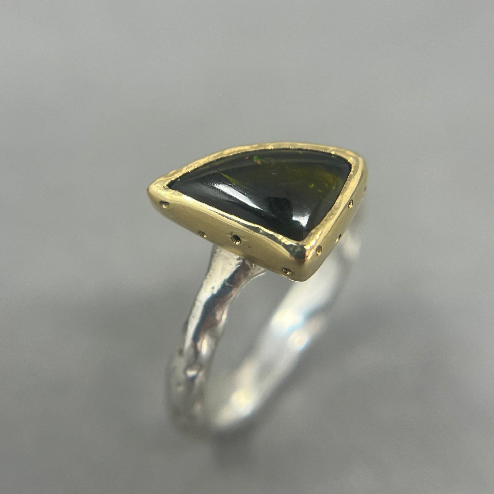 Silver and Gold Tourmaline Molten Ring - Emily Lisbeth Jewellery