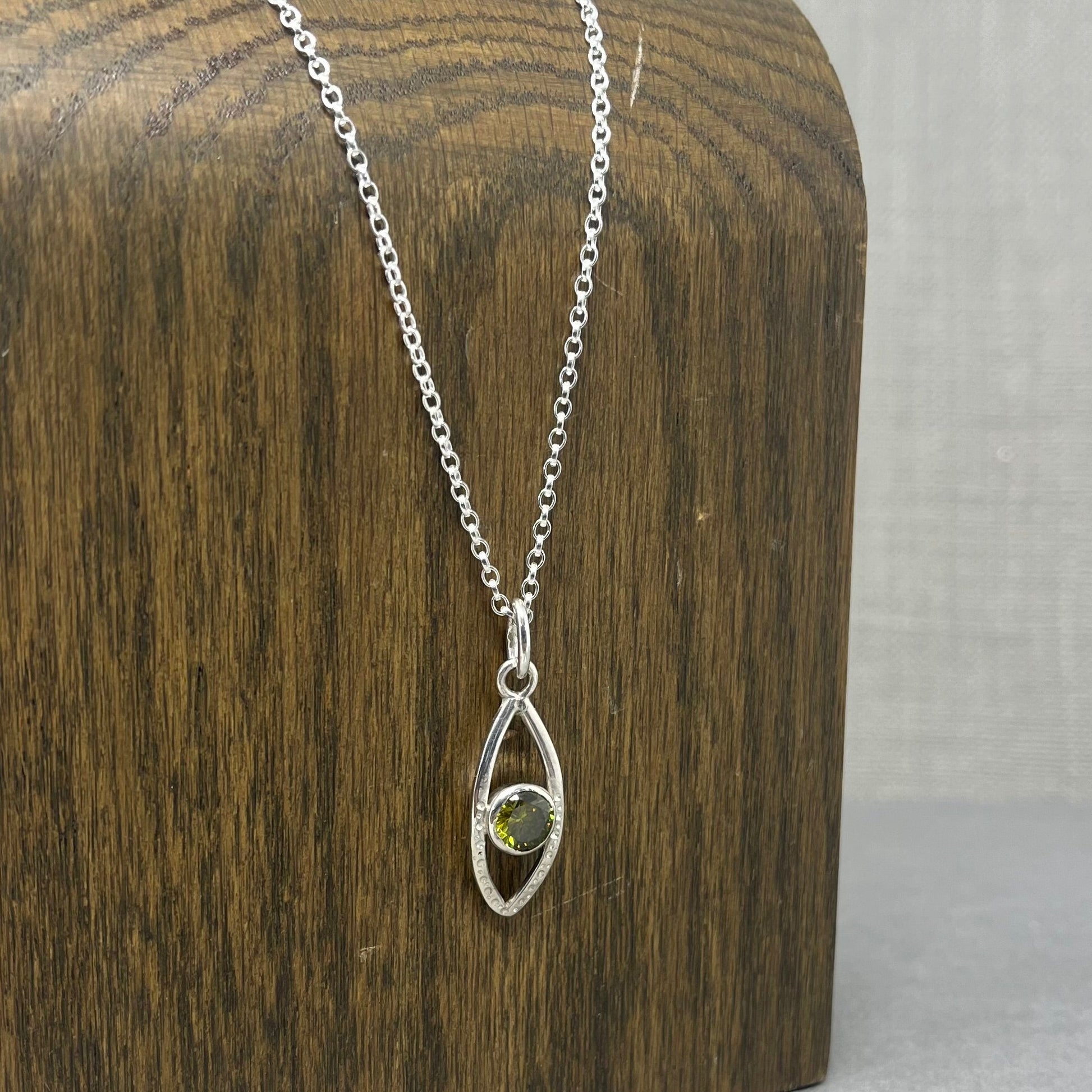 Silver and Green Gemstone Eye Pendant - Emily Lisbeth Jewellery