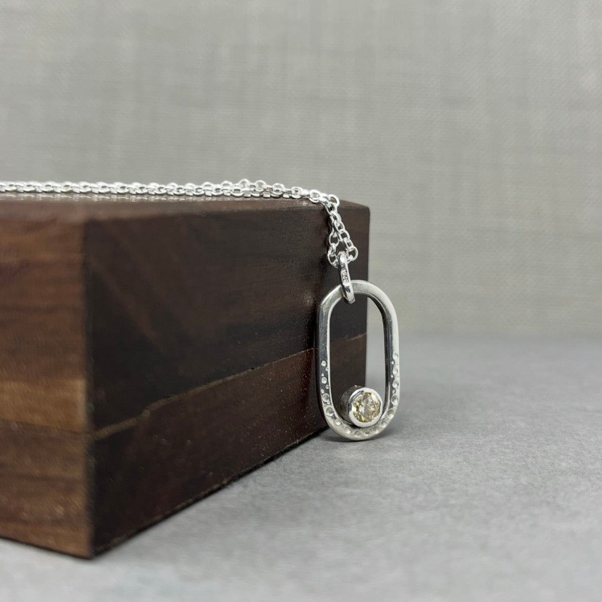 Silver and moissanite oval pendant - Emily Lisbeth Jewellery