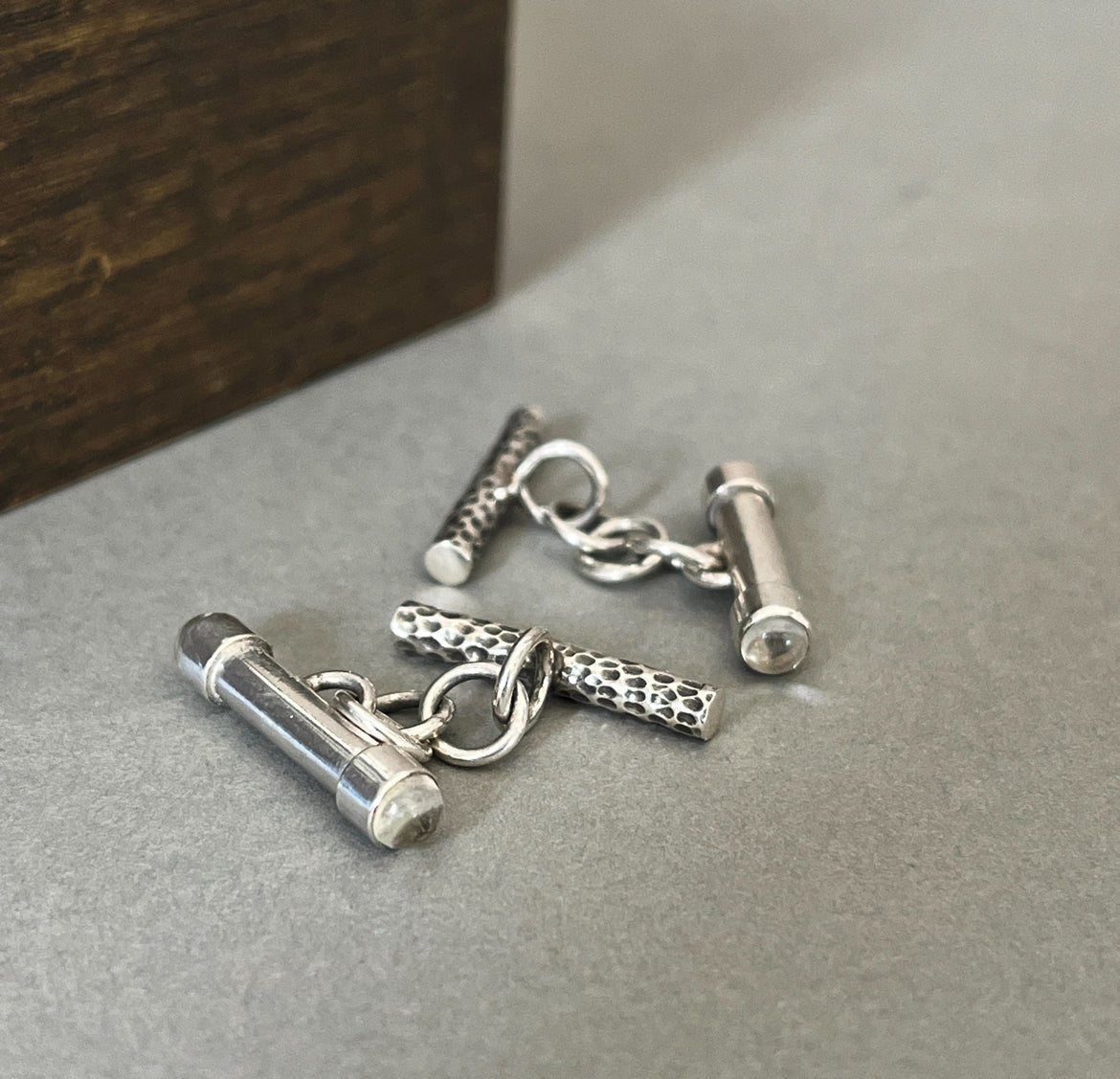 Silver and Rock Crystal Bar Cufflinks - Emily Lisbeth Jewellery