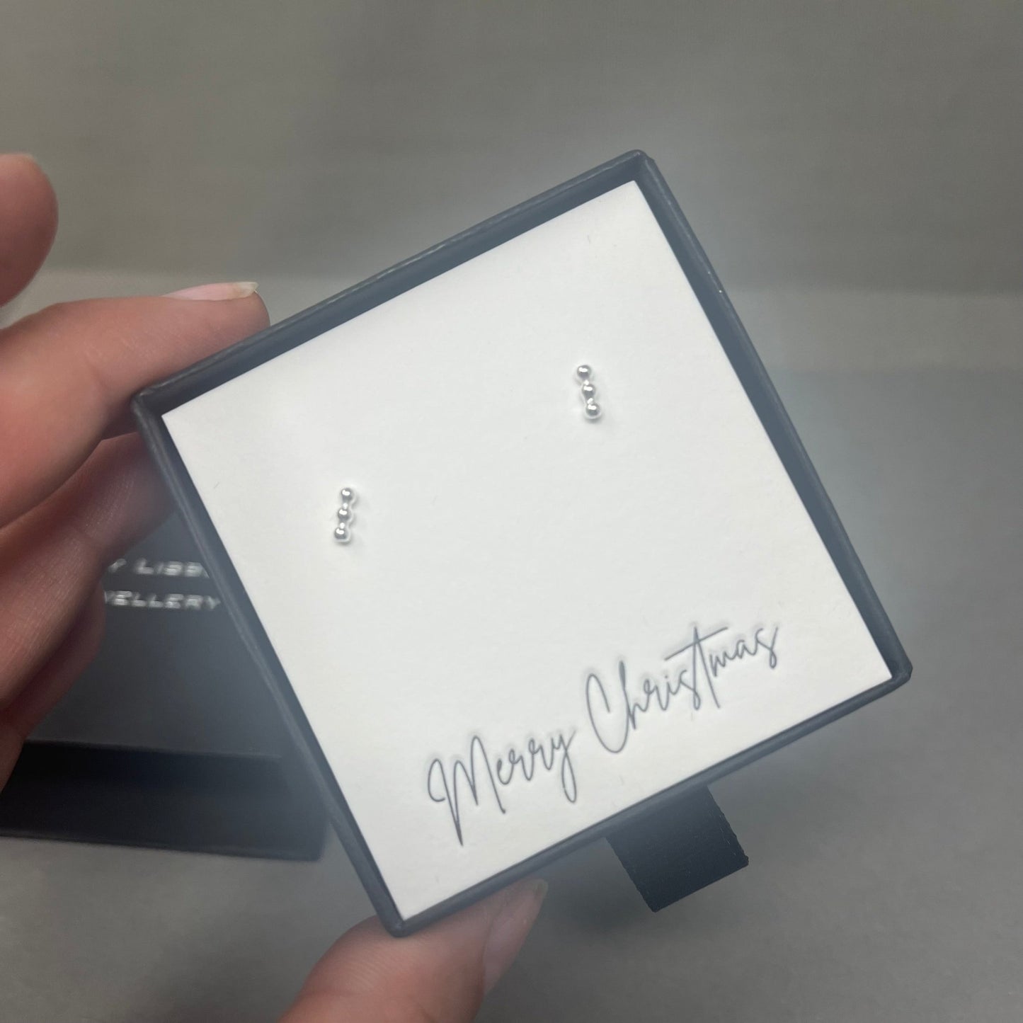 Silver Beaded Bar Studs - Emily Lisbeth Jewellery