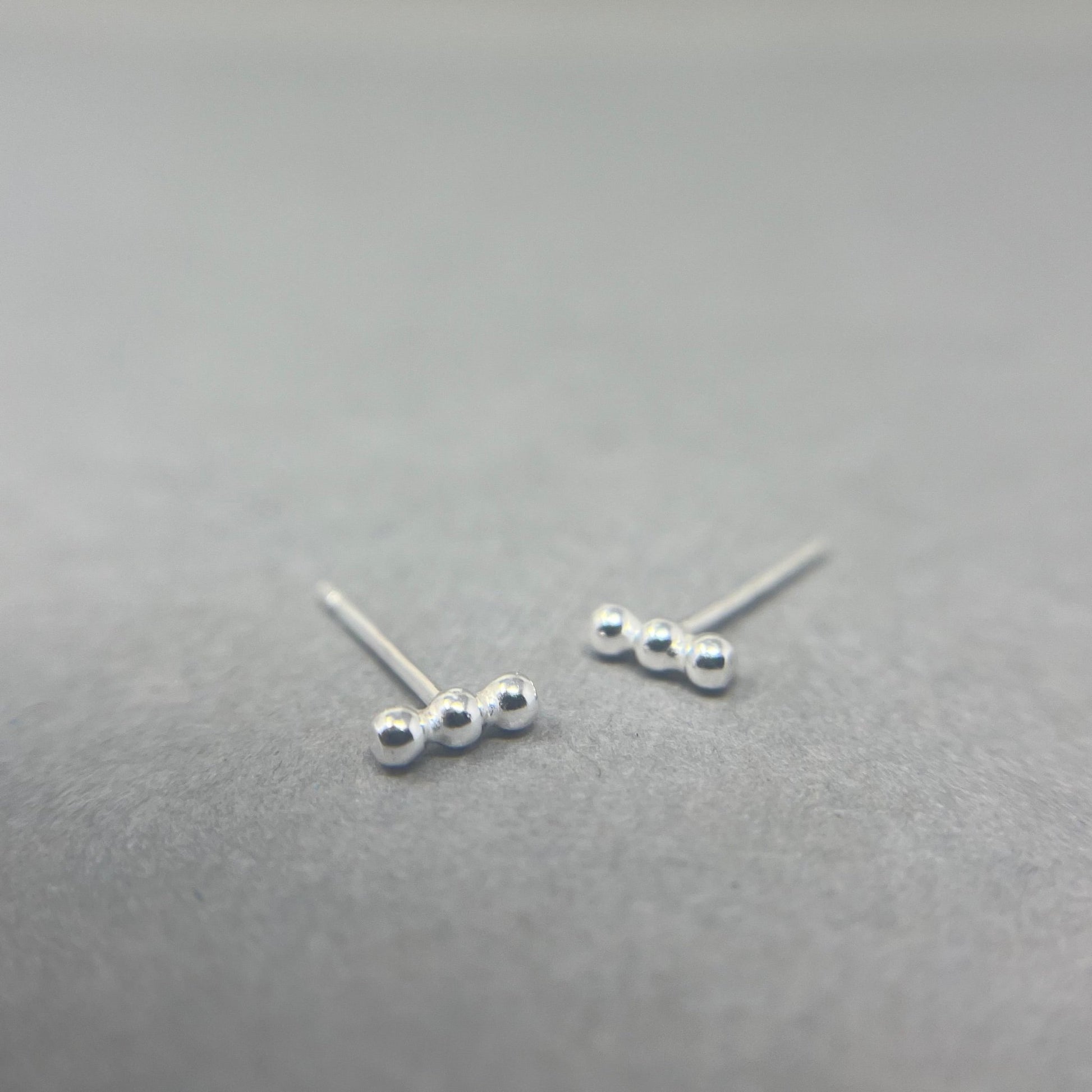 Silver Beaded Bar Studs - Emily Lisbeth Jewellery