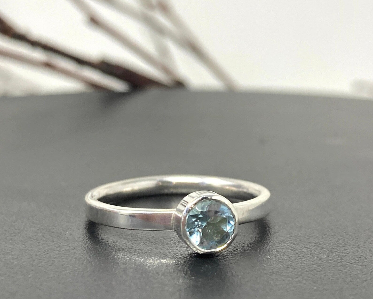 Silver Birthstone Stacking Ring - Emily Lisbeth Jewellery