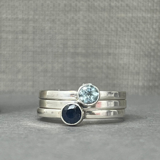 Silver Birthstone Stacking Ring - Emily Lisbeth Jewellery