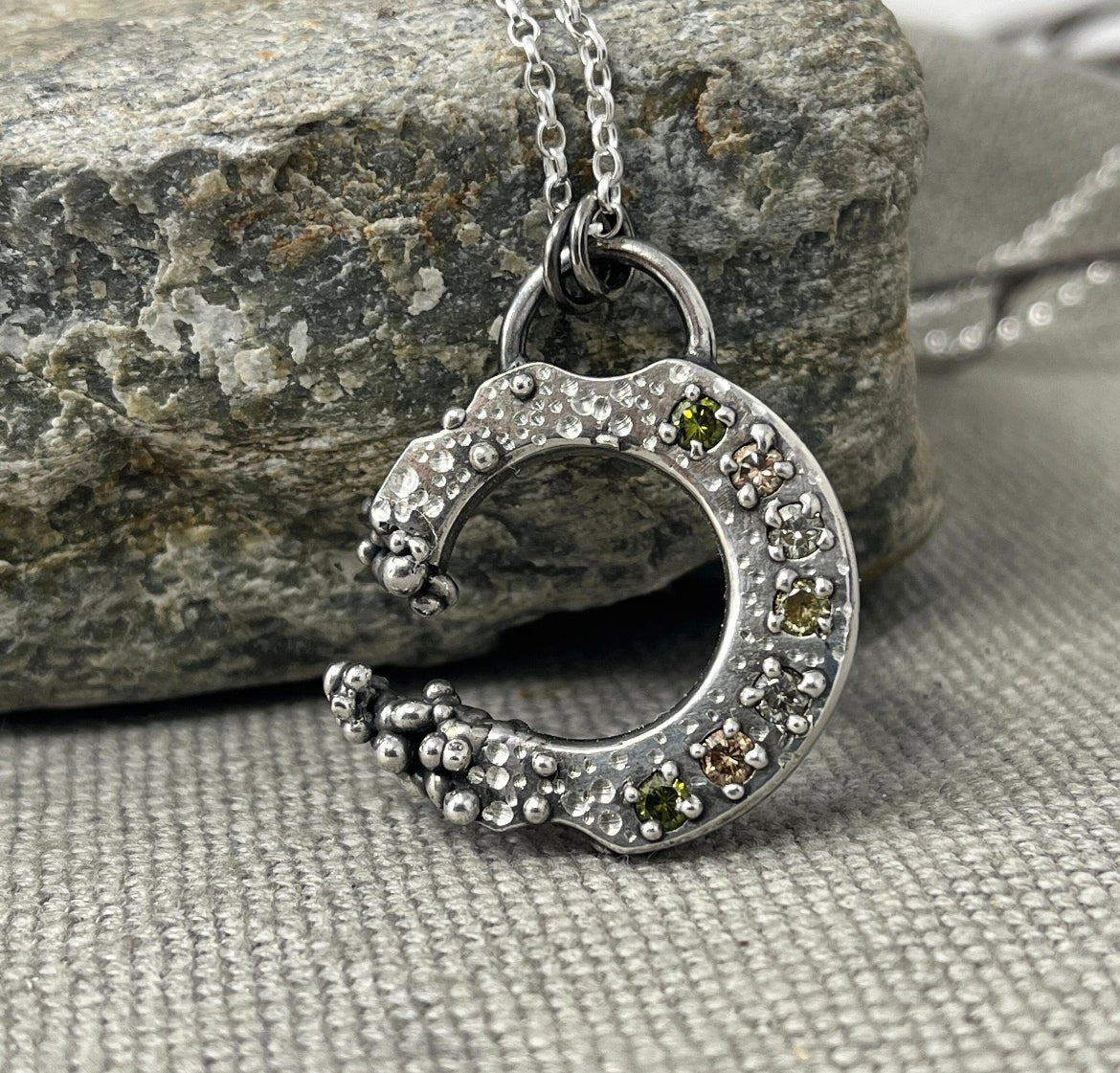Silver Gemstone Rock Pool Necklace - Emily Lisbeth Jewellery
