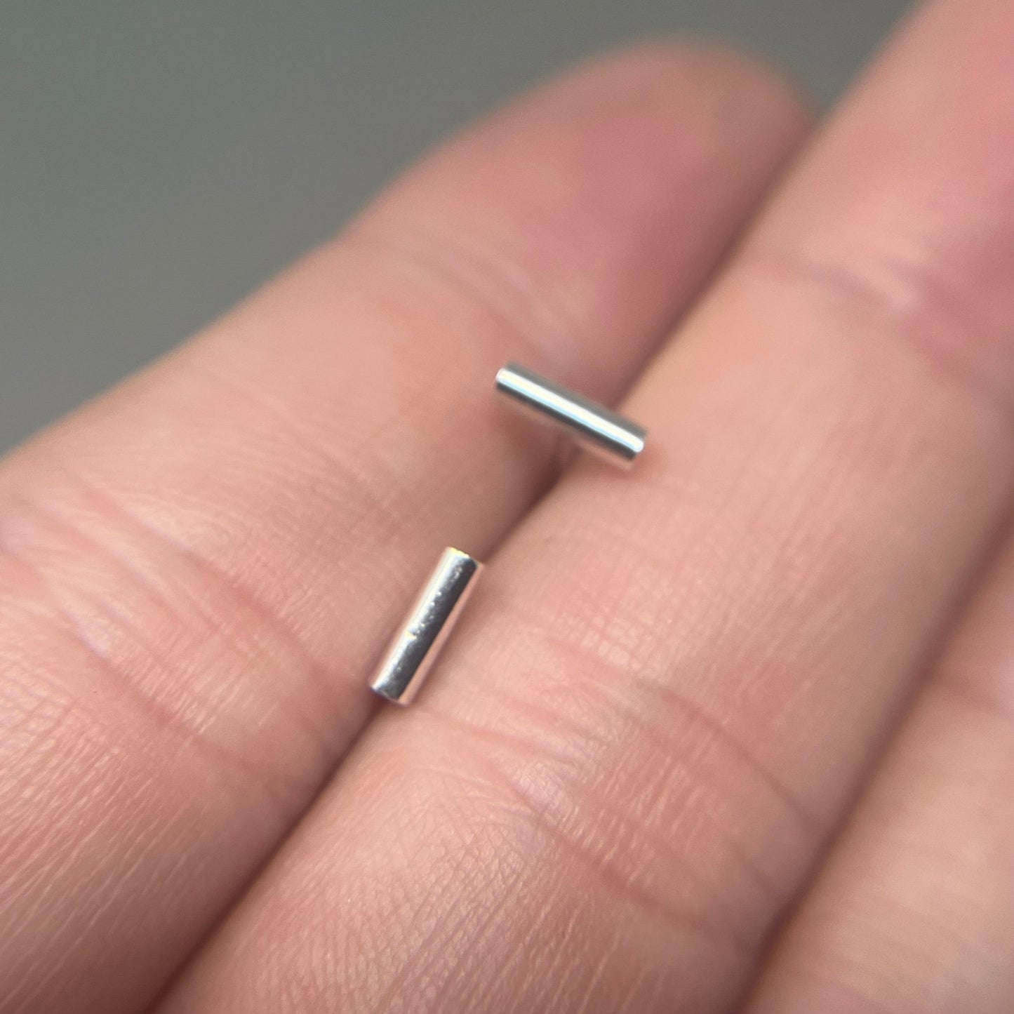 Silver Minimalist Bar Studs - Emily Lisbeth Jewellery