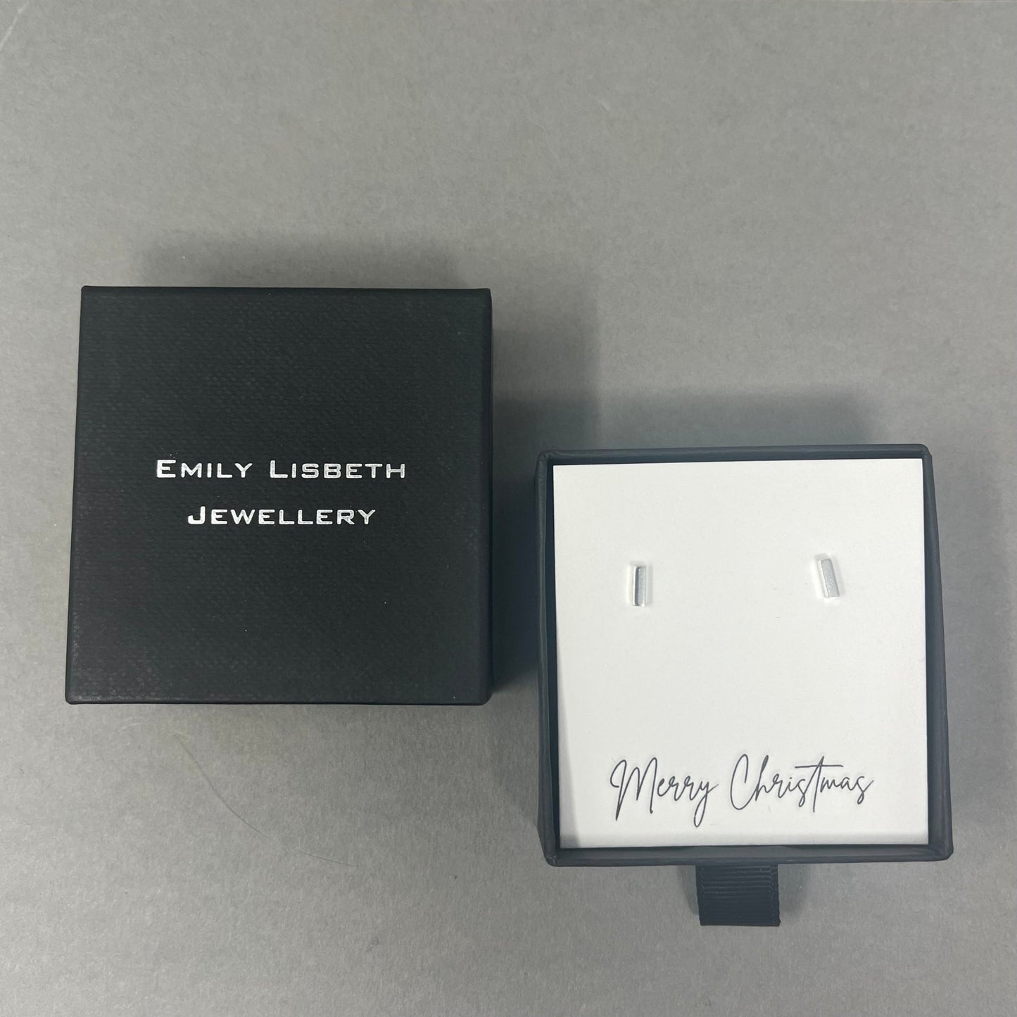 Silver Minimalist Plain Bar Studs - Emily Lisbeth Jewellery