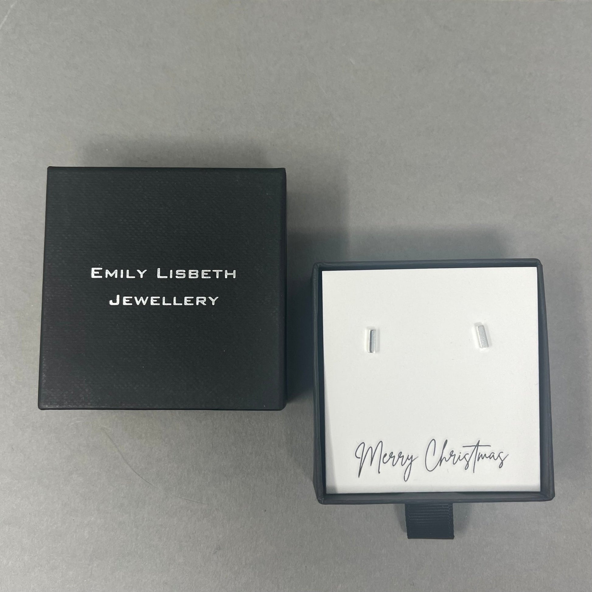 Silver Minimalist Plain Bar Studs - Emily Lisbeth Jewellery