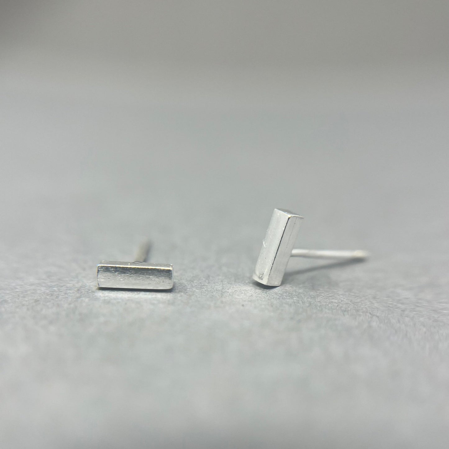 Silver Minimalist Plain Bar Studs - Emily Lisbeth Jewellery