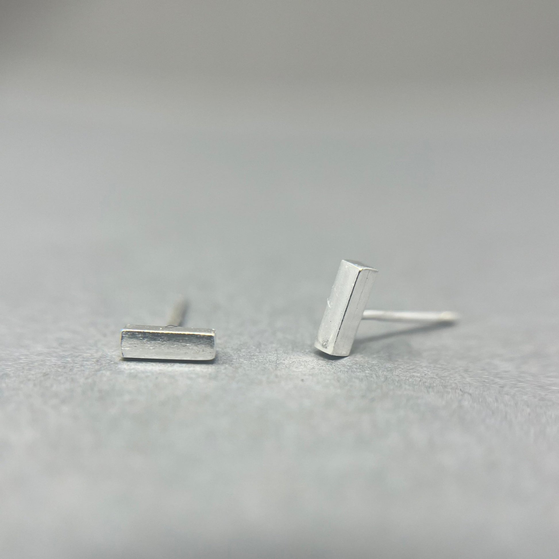 Silver Minimalist Plain Bar Studs - Emily Lisbeth Jewellery