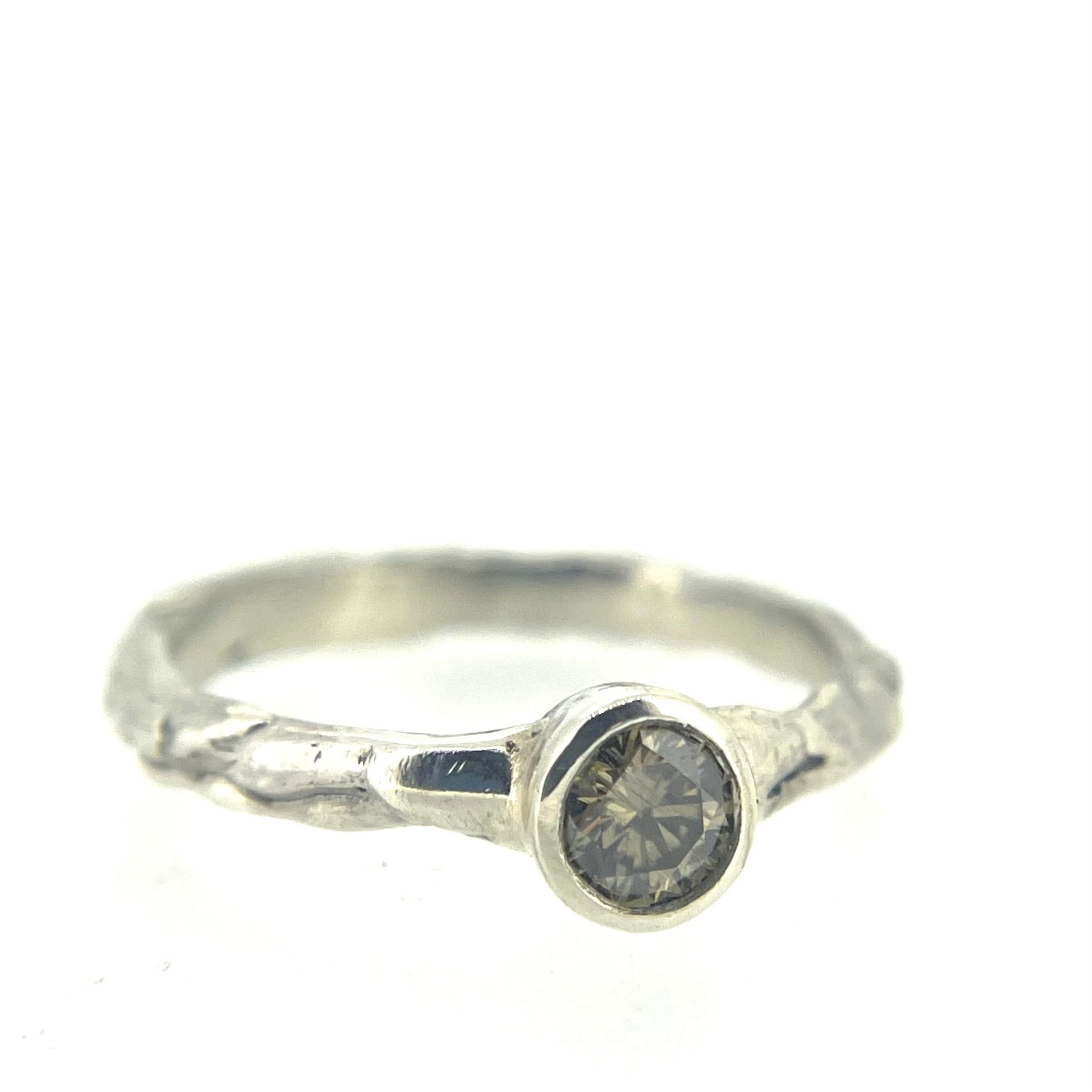 Silver Moissanite Solitaire Ring - Emily Lisbeth Jewellery