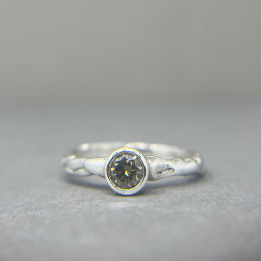 Silver Moissanite Solitaire Ring - Emily Lisbeth Jewellery