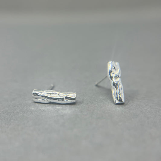 Silver Molten Bar Studs - Emily Lisbeth Jewellery