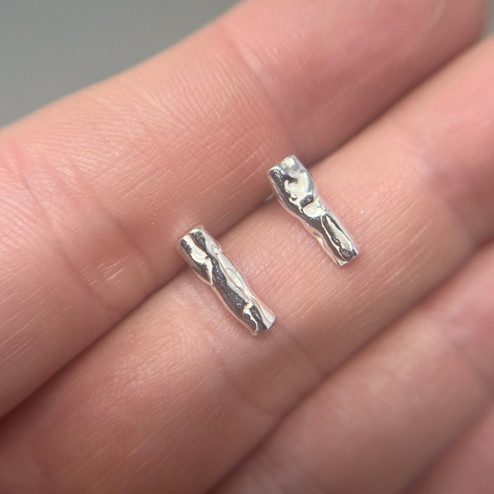 Silver Molten Bar Studs - Emily Lisbeth Jewellery