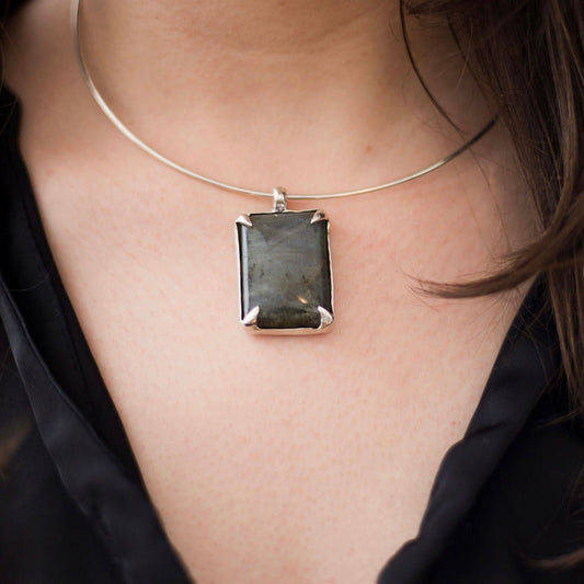 Silver Molten Labradorite Choker - Emily Lisbeth Jewellery