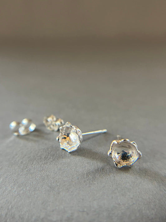 Silver organic water cast stud earrings - Emily Lisbeth Jewellery
