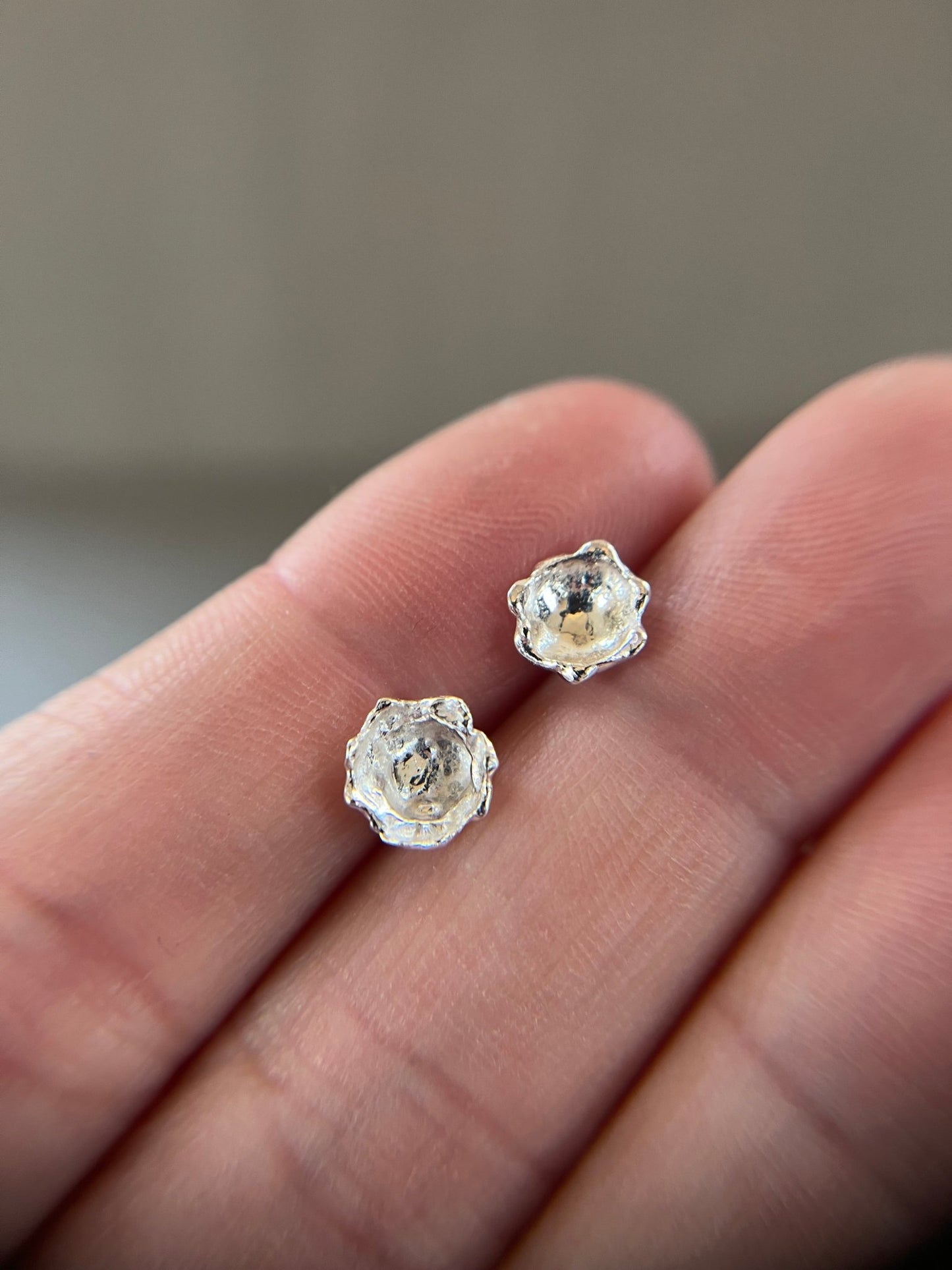 Silver organic water cast stud earrings - Emily Lisbeth Jewellery