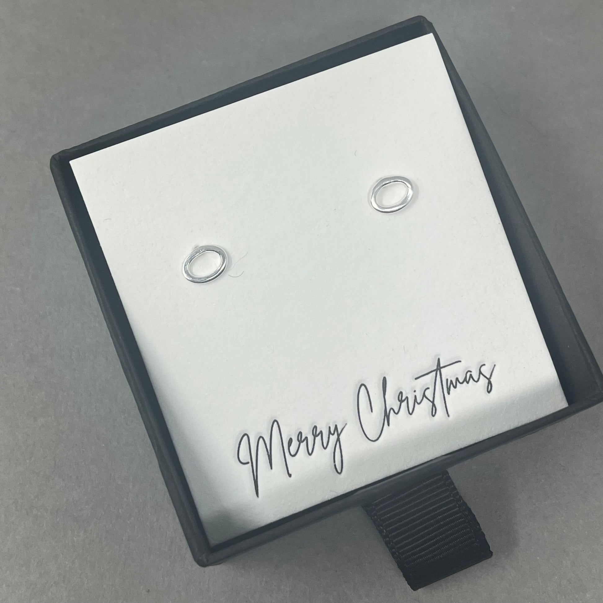 Silver oval hoop studs - Emily Lisbeth Jewellery