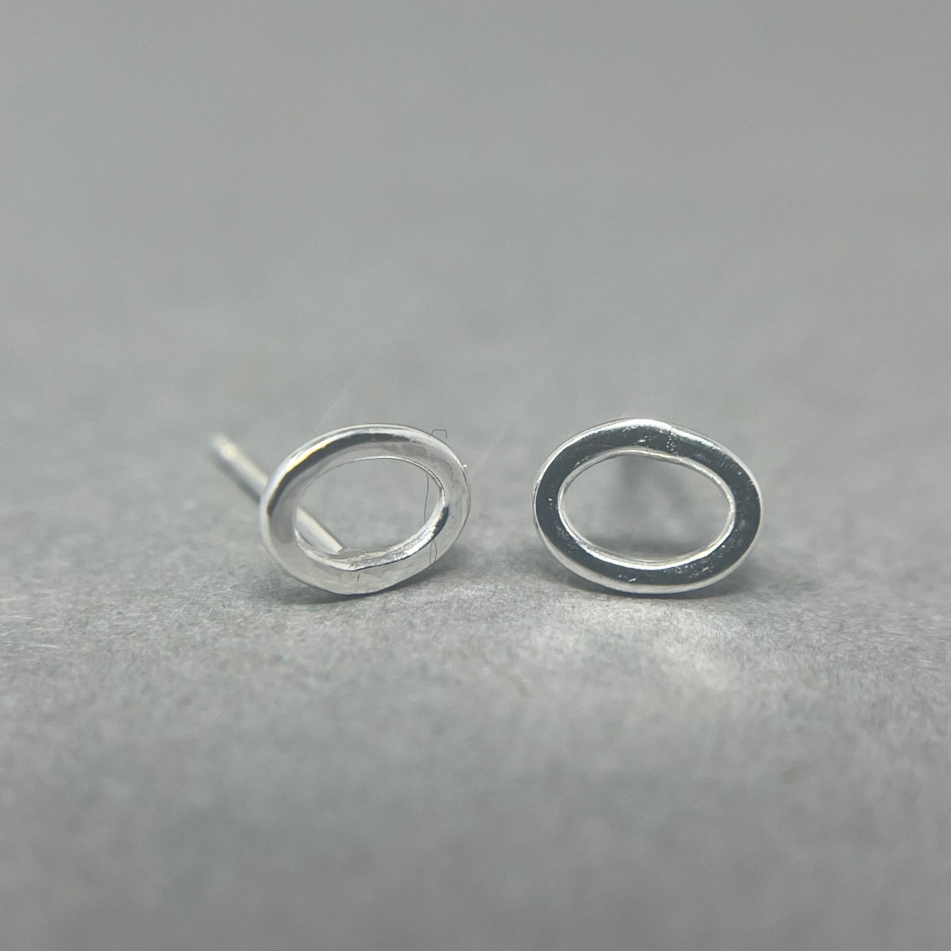 Silver oval hoop studs - Emily Lisbeth Jewellery