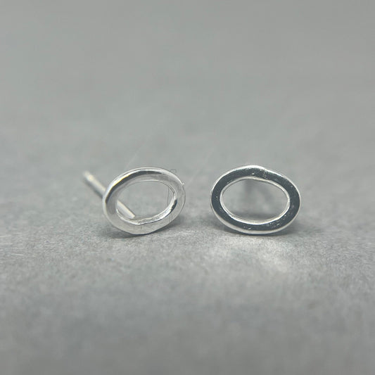 Silver oval hoop studs - Emily Lisbeth Jewellery