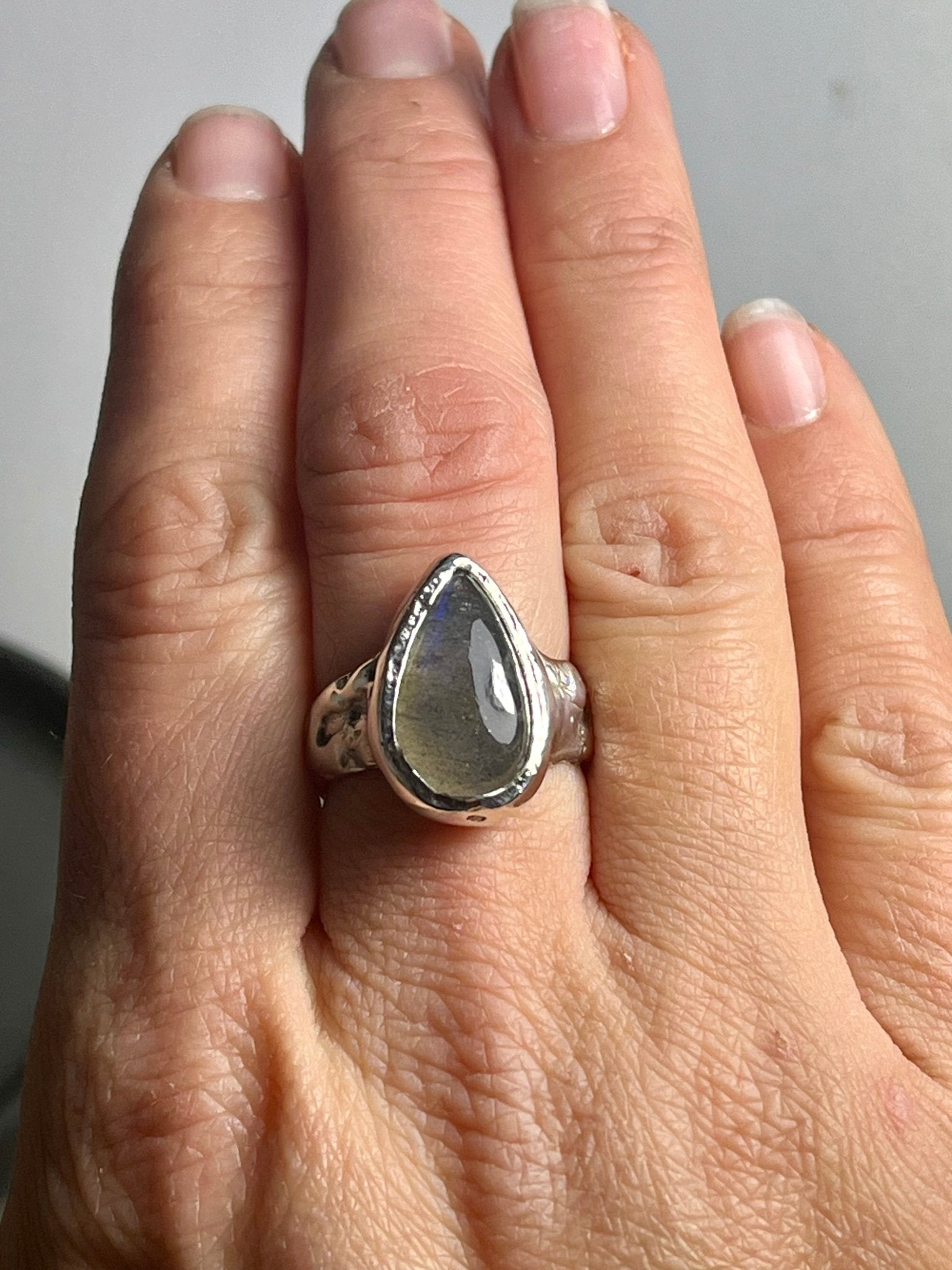 Silver Pear Labradorite Ring - Emily Lisbeth Jewellery