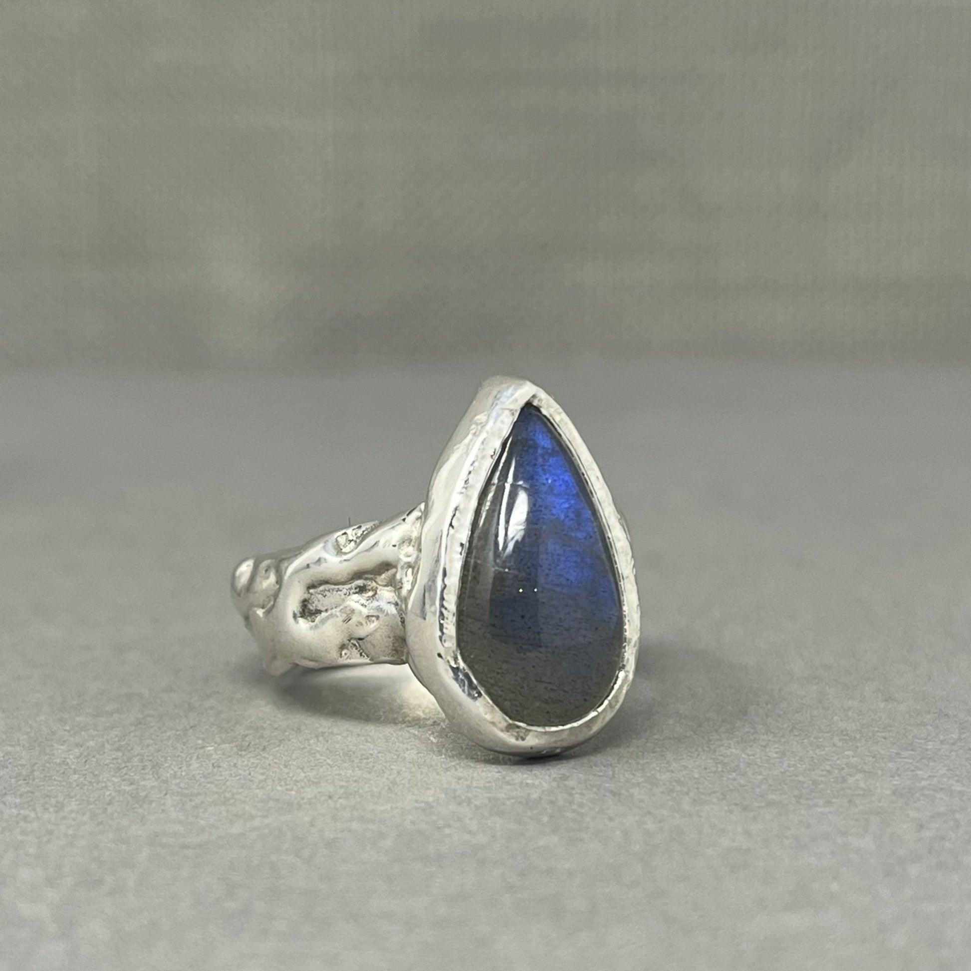 Silver Pear Labradorite Ring - Emily Lisbeth Jewellery