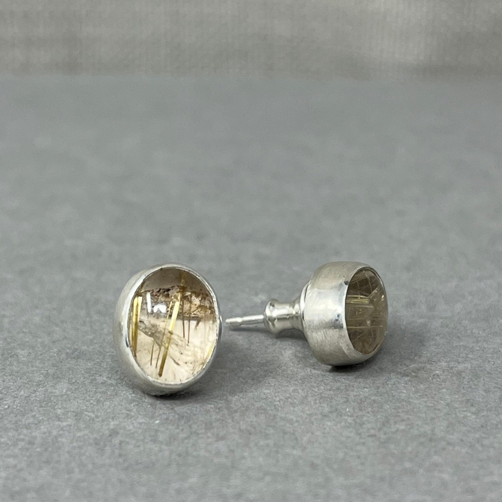Silver Rutilated Quartz Studs - Emily Lisbeth Jewellery