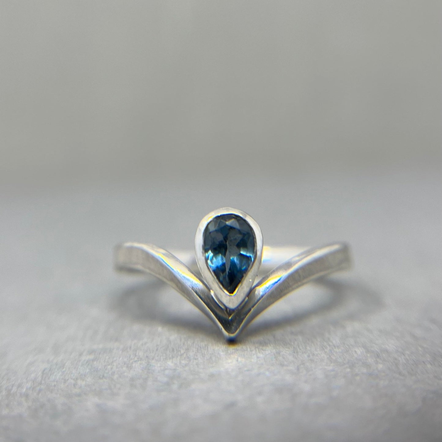 Silver Topaz Wishbone Ring - Emily Lisbeth Jewellery