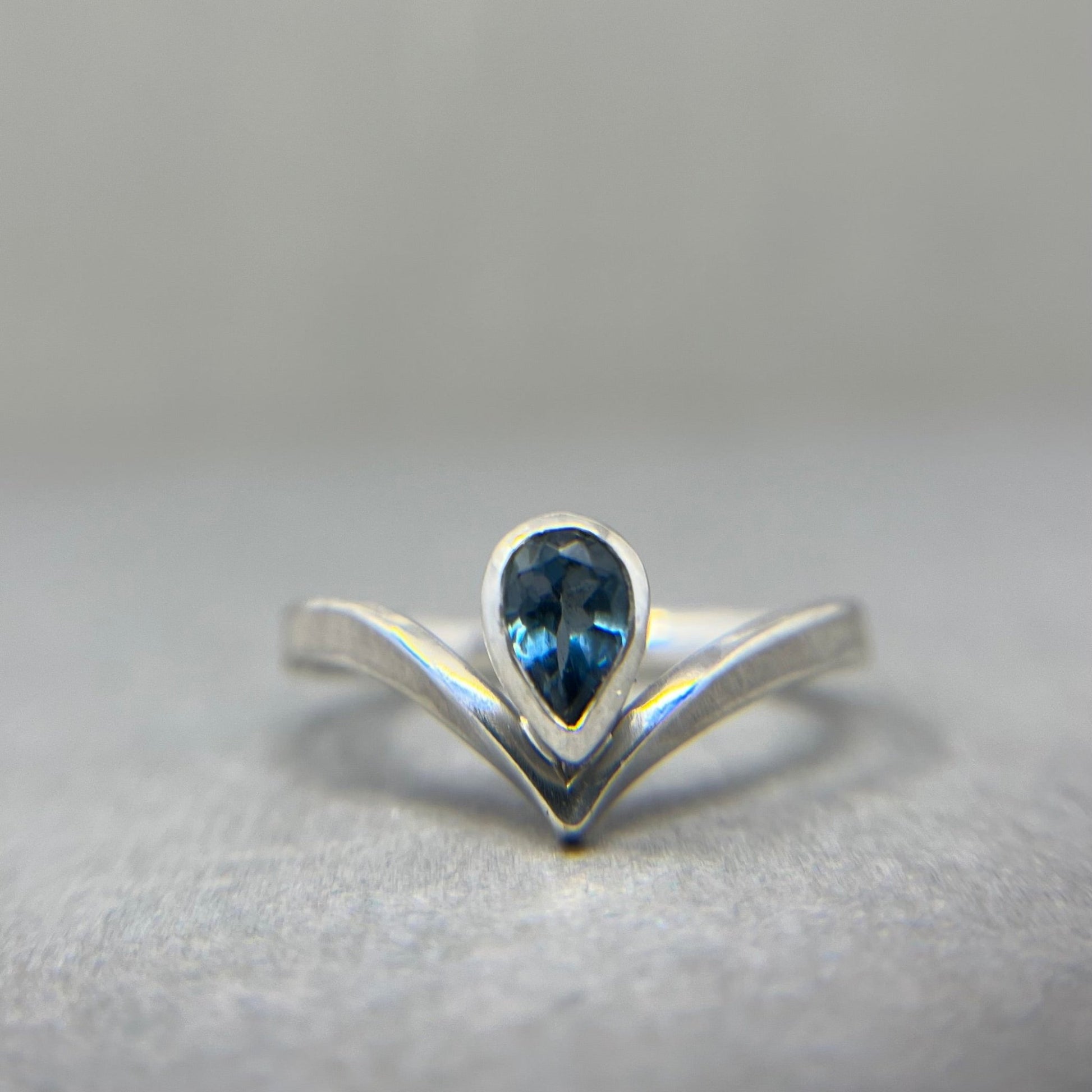 Silver Topaz Wishbone Ring - Emily Lisbeth Jewellery