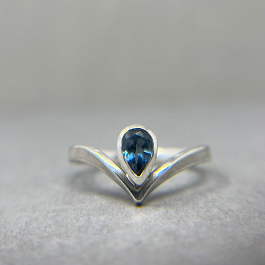 Silver Topaz Wishbone Ring - Emily Lisbeth Jewellery