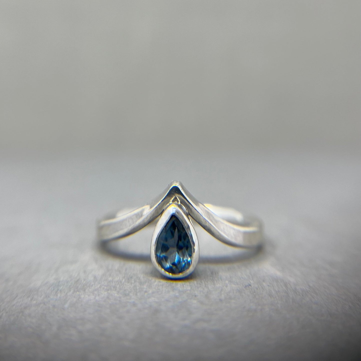 Silver Topaz Wishbone Ring - Emily Lisbeth Jewellery