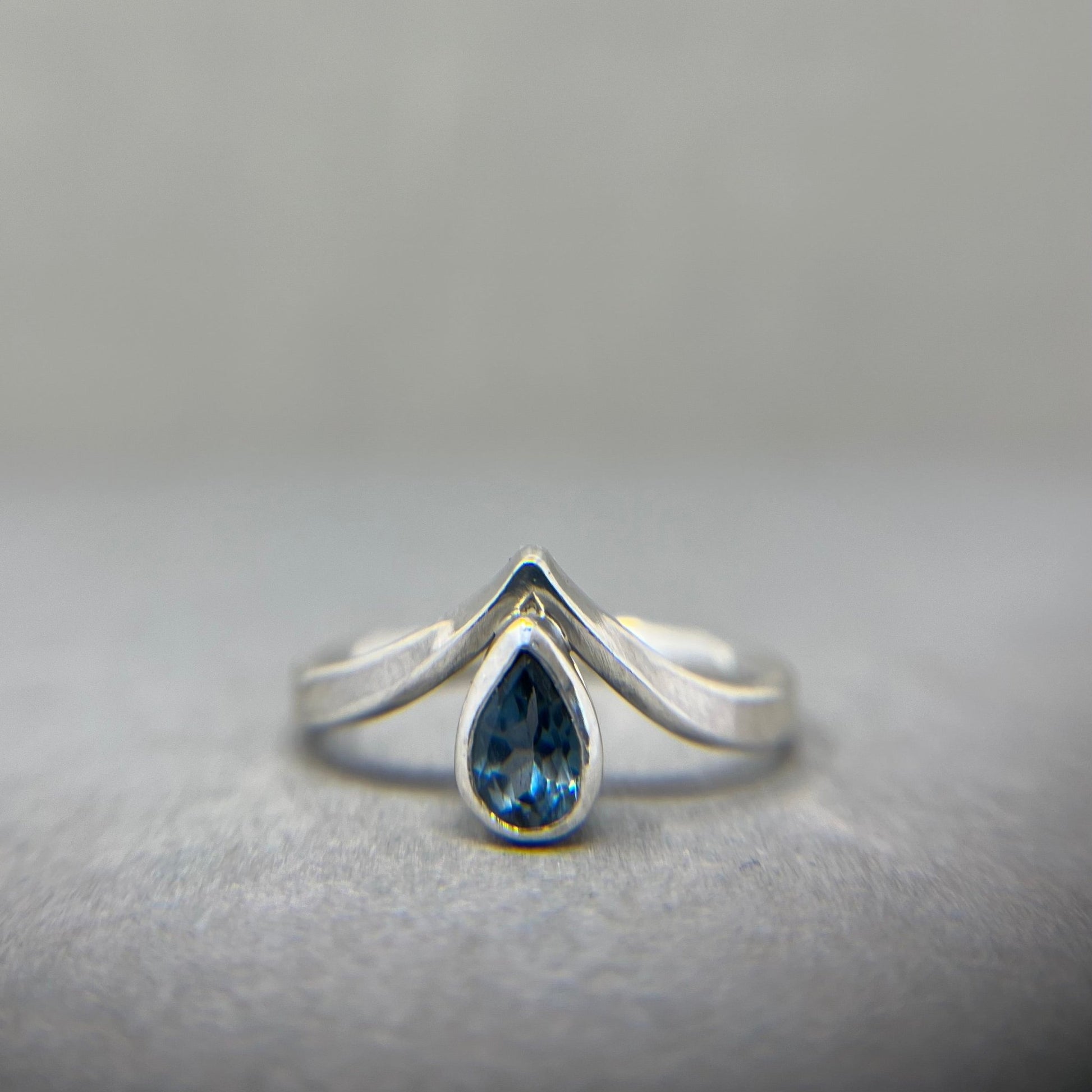 Silver Topaz Wishbone Ring - Emily Lisbeth Jewellery