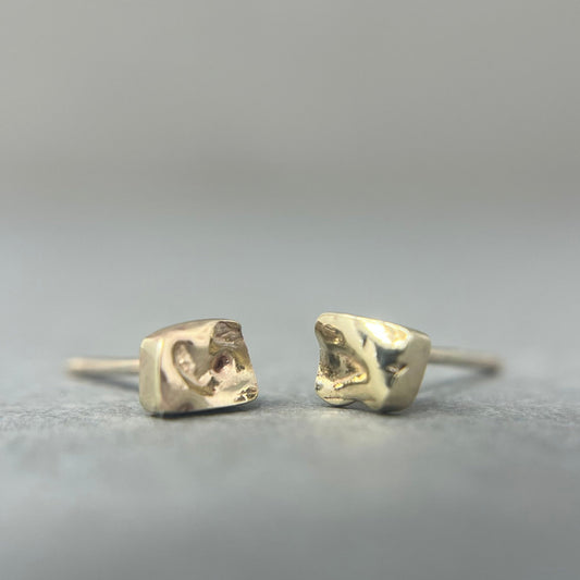 Small Gold Molten Studs - Emily Lisbeth Jewellery