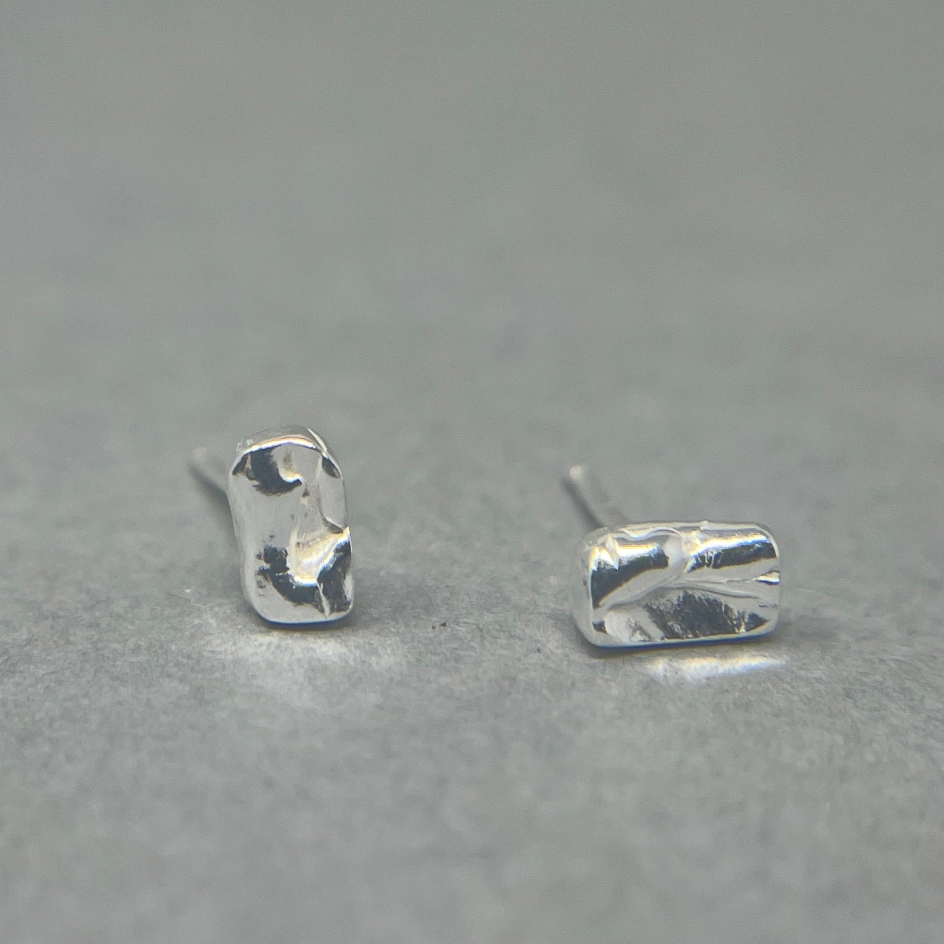 Small Silver Molten Studs - Emily Lisbeth Jewellery