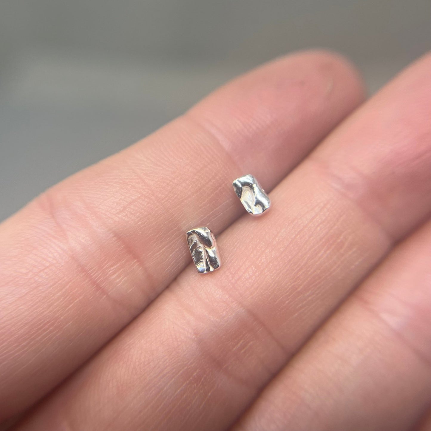 Small Silver Molten Studs - Emily Lisbeth Jewellery