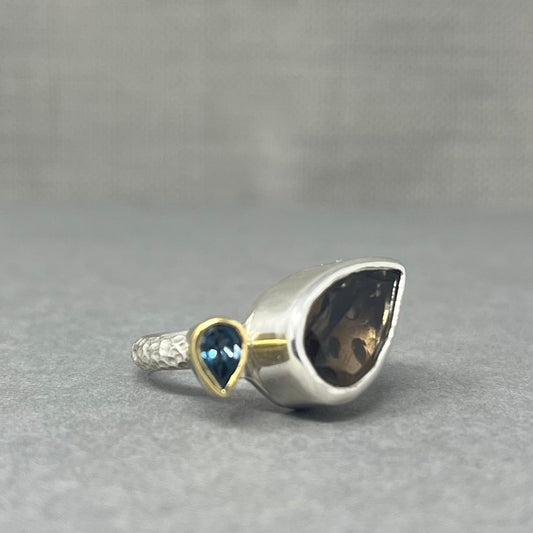 Smoky Quartz and Topaz Cocktail Ring - Emily Lisbeth Jewellery