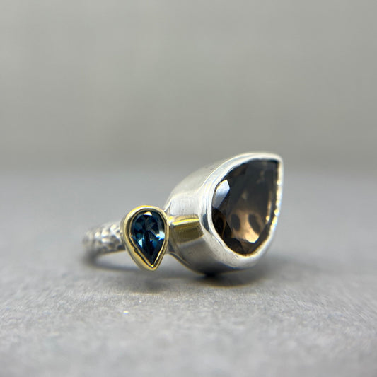 Smoky Quartz and Topaz Cocktail Ring - Emily Lisbeth Jewellery