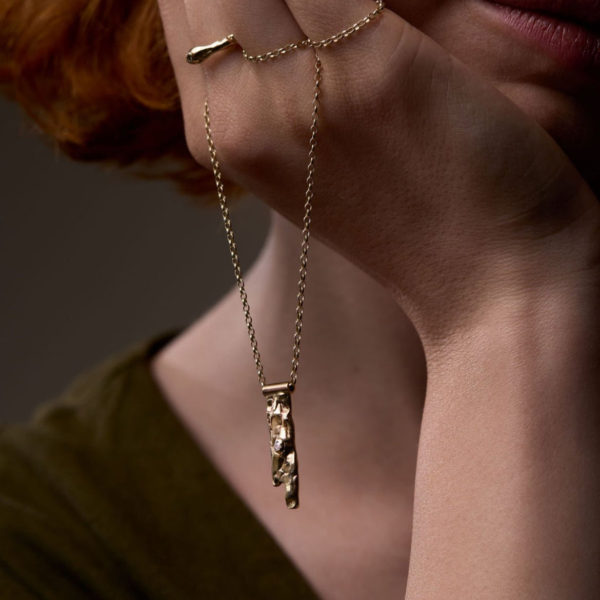 Solid 9ct Gold & Diamond Drip Necklace - Emily Lisbeth Jewellery