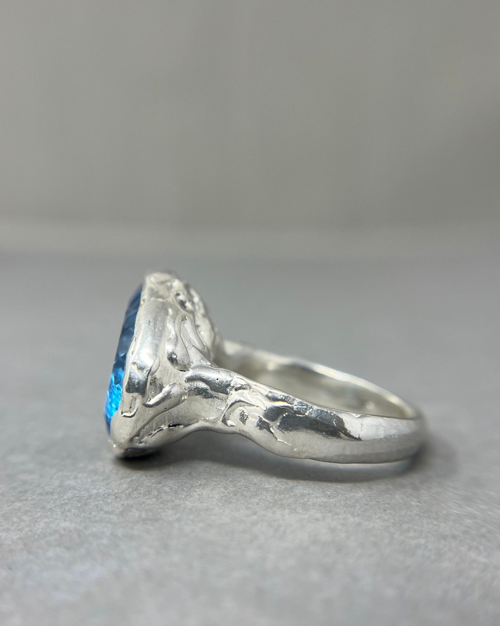 Swiss Blue Topaz Pear Statement Ring - Emily Lisbeth Jewellery
